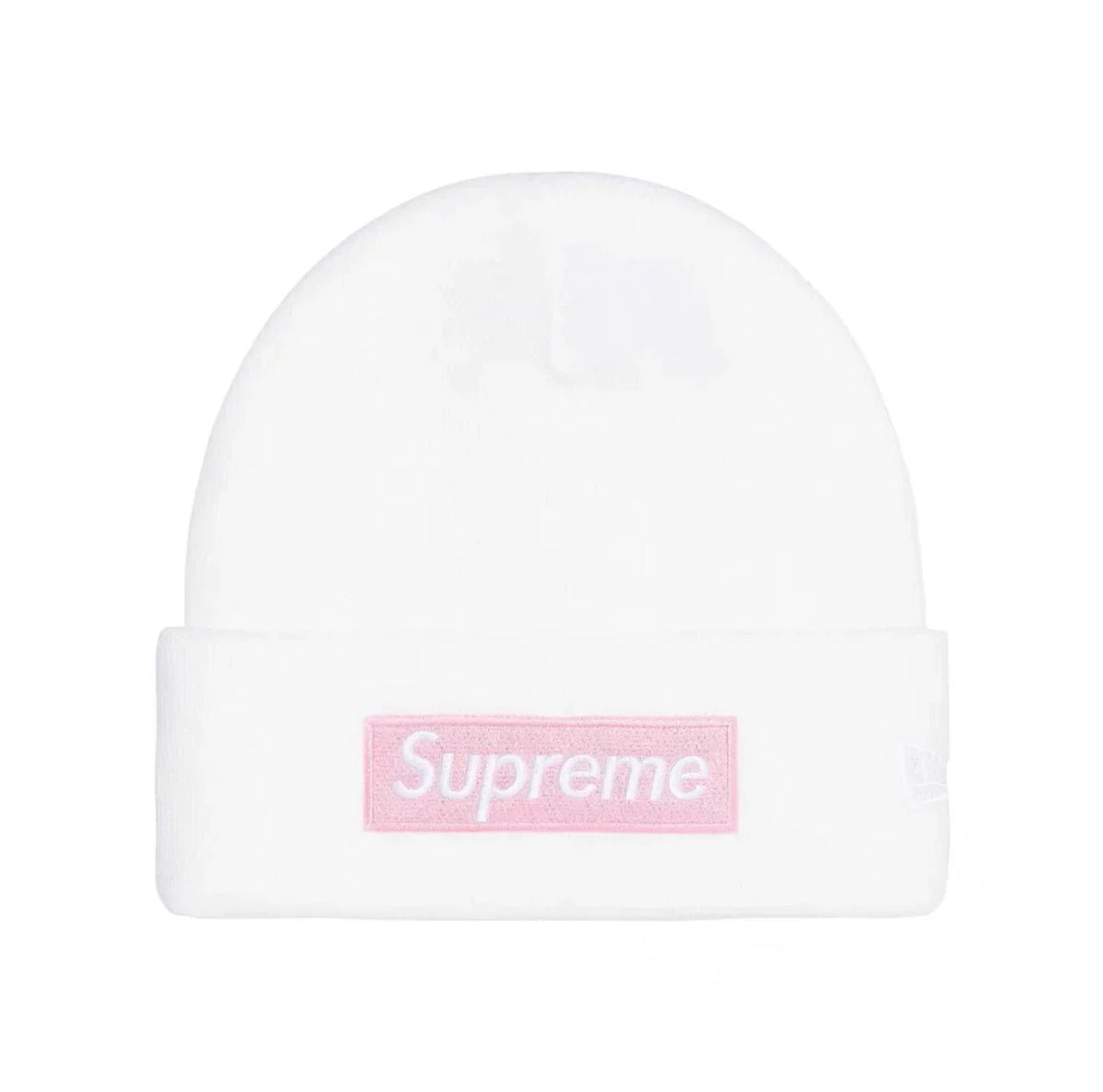 Supreme New Era Box Logo Beanie Fw25 White Knit Cuffed Hat