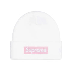 Supreme New Era Box Logo Beanie Fw25 White Knit Cuffed Hat