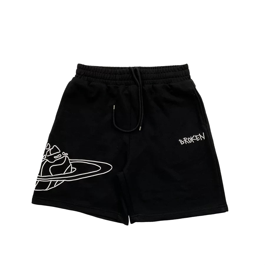 BROKEN PLANET OUTLINE PLANET SWEAT SHORTS BLACK