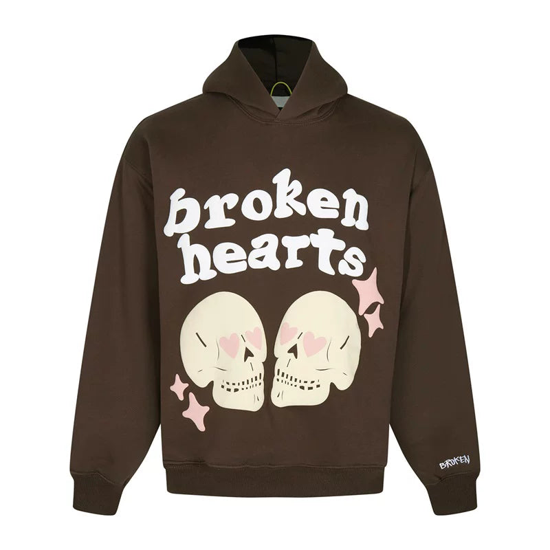 BROKEN PLANET BROKEN HEARTS HOODIE BROWN