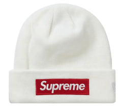 Supreme Box Logo Beanie White Cuffed Knit Winter Hat