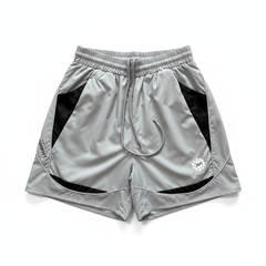 BROKEN PLANET CURVED CONTRAST PANEL WIND SHORTS GREY BLACK