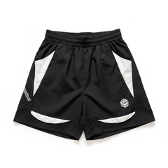 BROKEN PLANET CURVED CONTRAST PANEL WIND SHORTS BLACK WHITE - Front