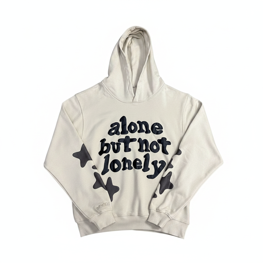 Broken Planet Puff Hoodie 正面白底平铺图