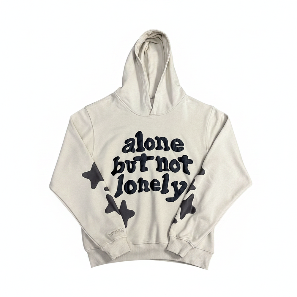 Broken Planet Puff Hoodie 正面白底平铺图