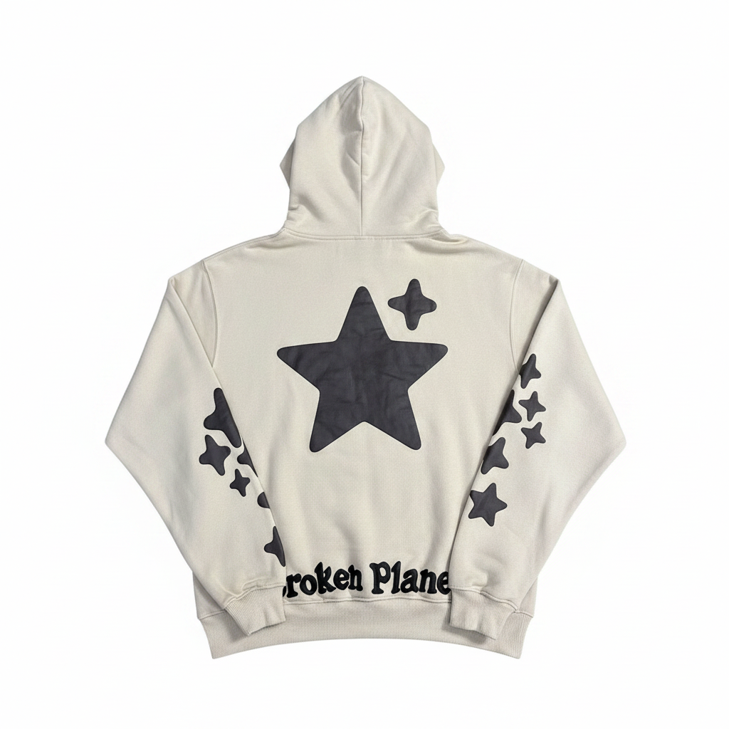 Broken Planet Puff Hoodie 背面白底平铺图