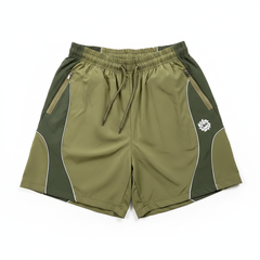 BROKEN PLANET COLOR BLOCK WIND SHORTS OLIVE GREEN