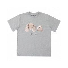 PALM ANGELS DETACHED HEAD BEAR GRAPHIC GREY OVERSIZED TEE