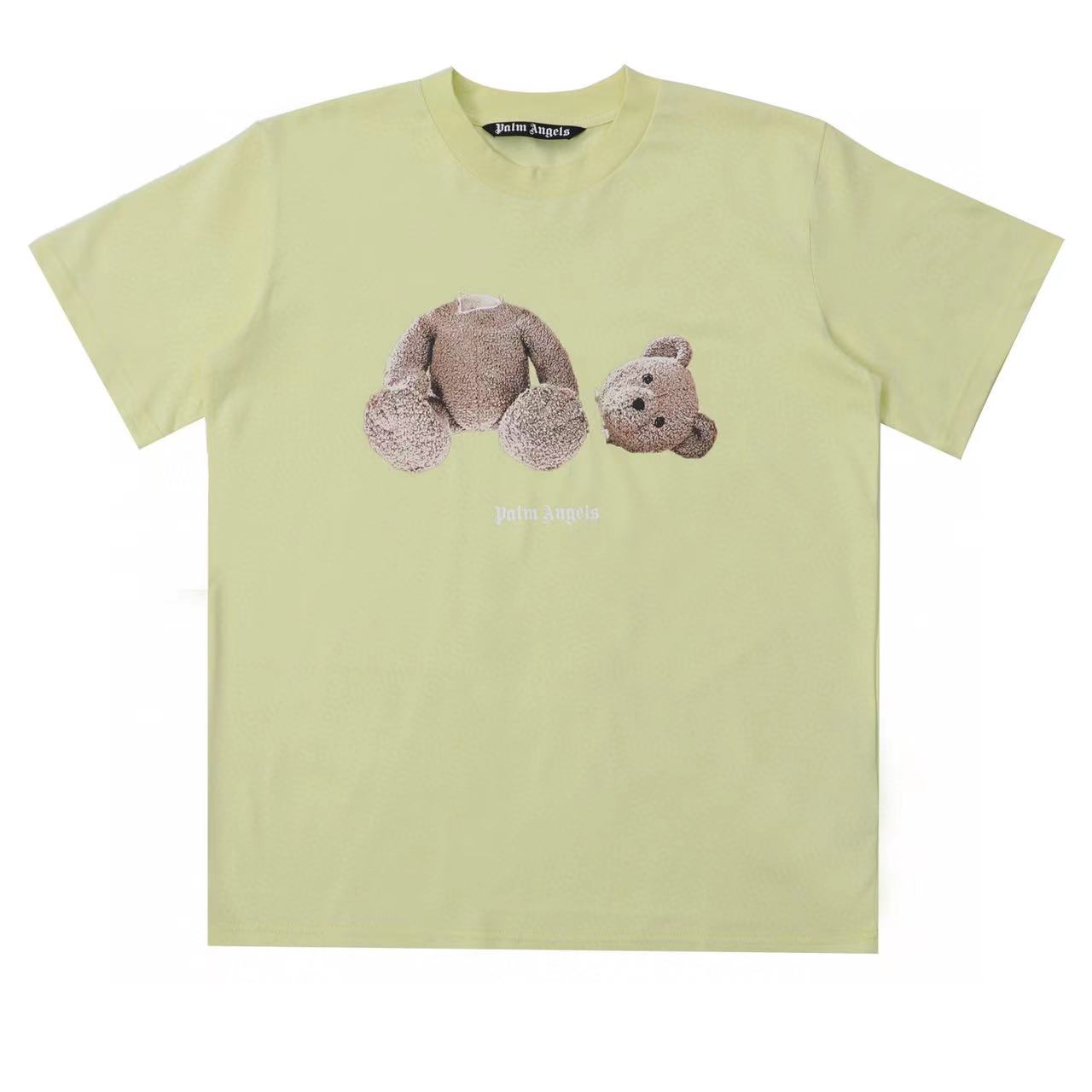 PALM ANGELS DETACHED HEAD BEAR GRAPHIC LIGHT GREEN OVERSIZED TEE