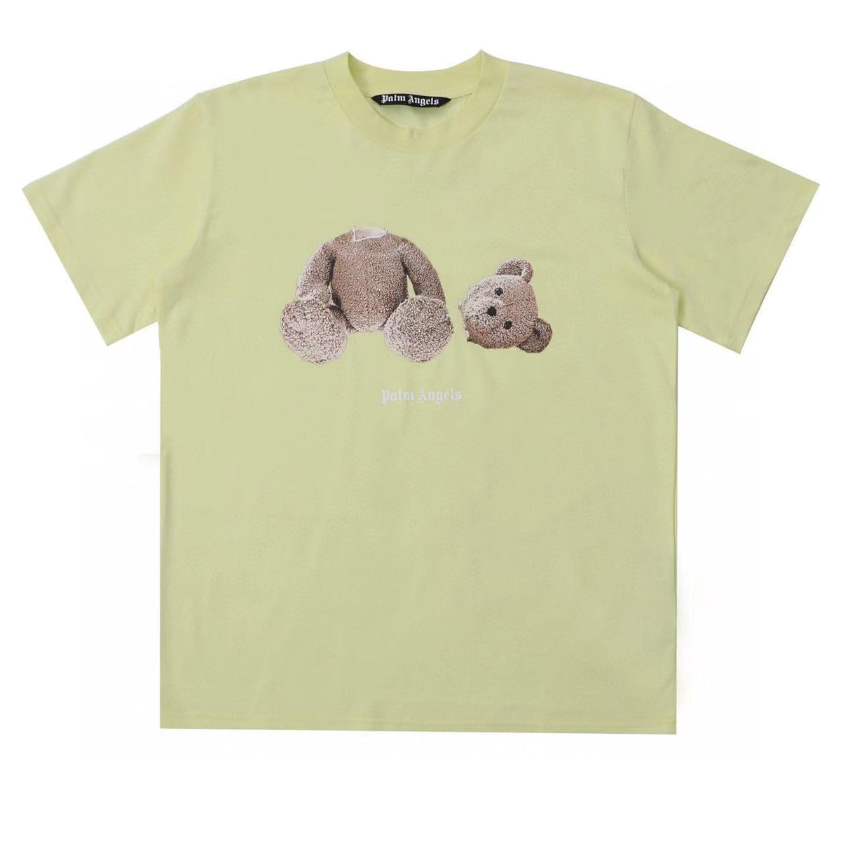 PALM ANGELS DETACHED HEAD BEAR GRAPHIC LIGHT GREEN OVERSIZED TEE
