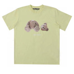 PALM ANGELS DETACHED HEAD BEAR GRAPHIC LIGHT GREEN OVERSIZED TEE