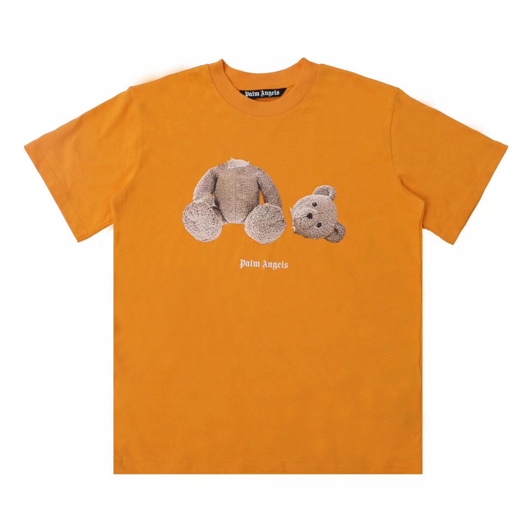 PALM ANGELS DETACHED HEAD BEAR GRAPHIC ORANGE OVERSIZED TEE
