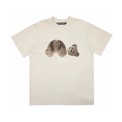 PALM ANGELS BROKEN BEAR GRAPHIC CREAM OVERSIZED TEE