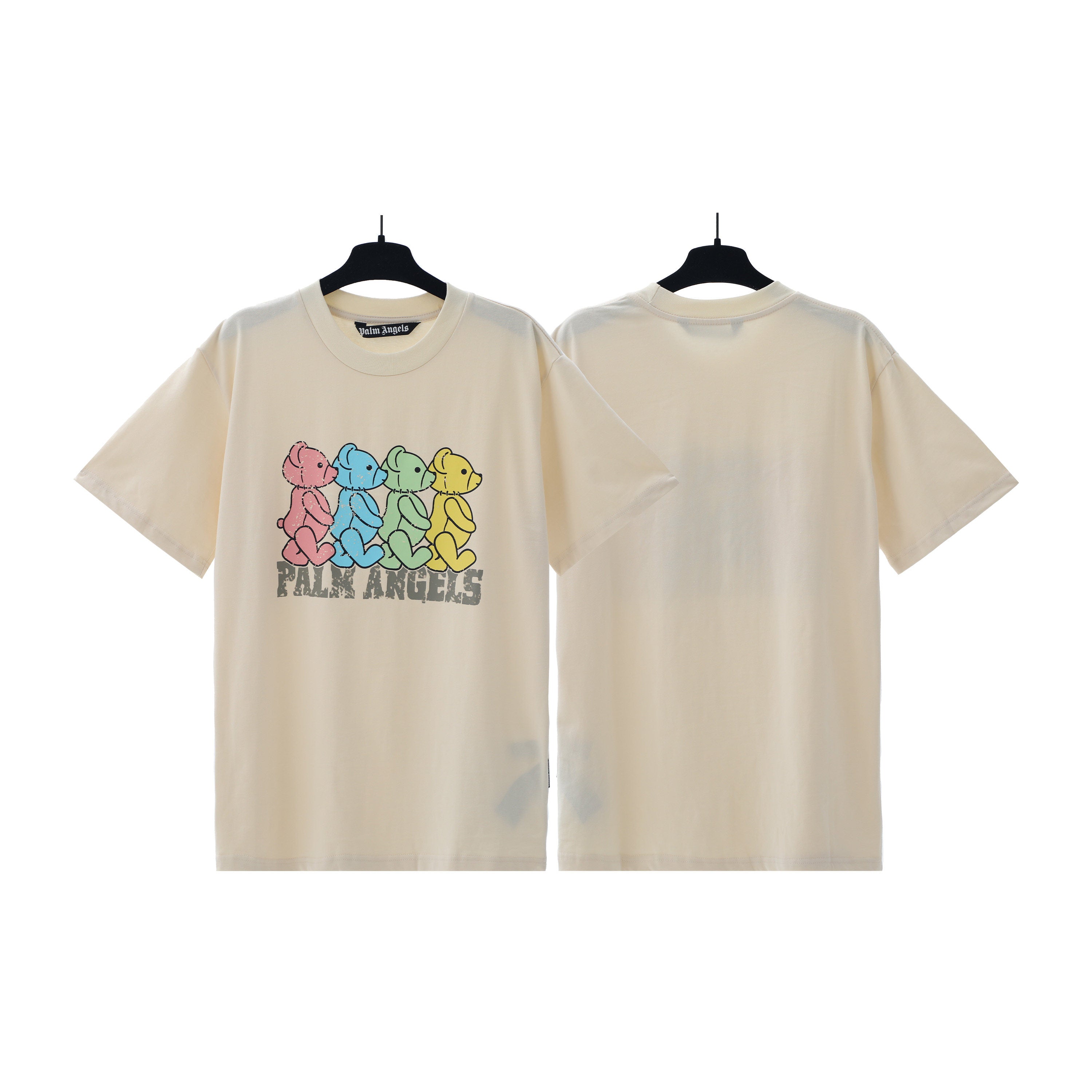 PALM ANGELS MULTICOLOR BEARS GRAPHIC T‑SHIRT CREAM