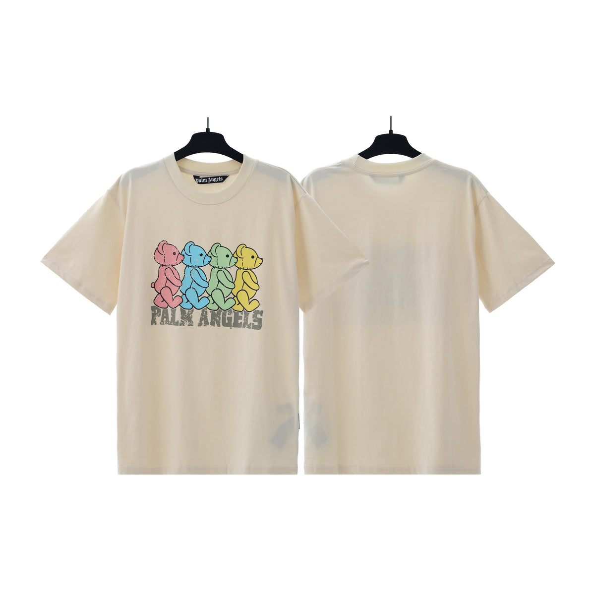 PALM ANGELS MULTICOLOR BEARS GRAPHIC T‑SHIRT CREAM