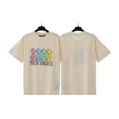 PALM ANGELS MULTICOLOR BEARS GRAPHIC T‑SHIRT CREAM