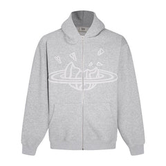 Broken Planet Full Zip Hoodie - Heather Grey