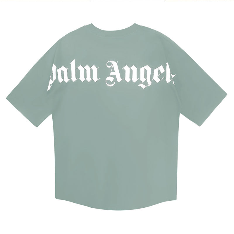 PALM ANGELS BACK BIG LOGO T‑SHIRT SAGE GREEN