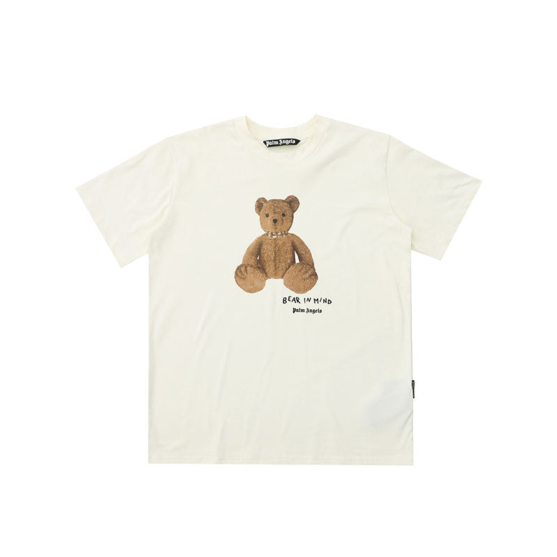 PALM ANGELS BEAR IN MIND TEDDY BEAR OFF‑WHITE OVERSIZED T‑SHIRT