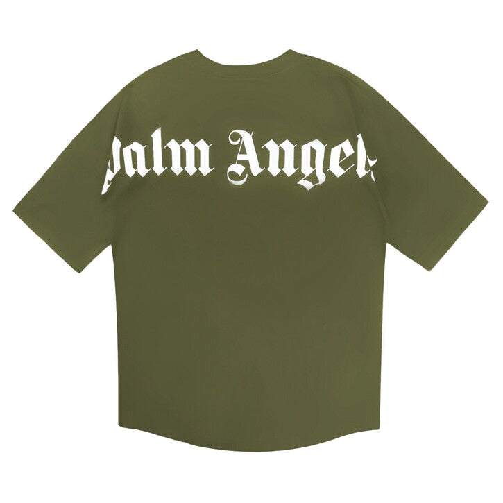 PALM ANGELS BACK BIG LOGO T‑SHIRT OLIVE GREEN