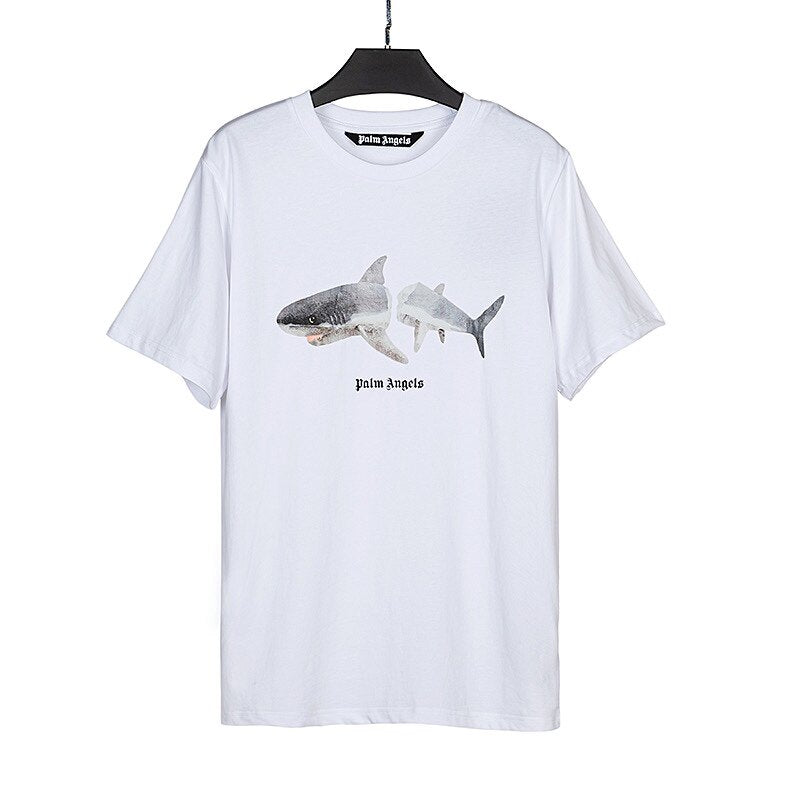 PALM ANGELS SPLIT SHARK WHITE OVERSIZED T‑SHIRT