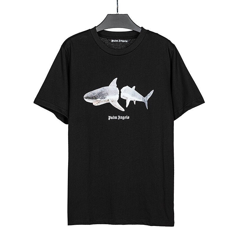 PALM ANGELS SPLIT SHARK BLACK OVERSIZED T‑SHIRT
